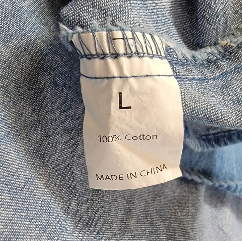 Chambray Cotton Halter Top Size Large EUC - Picture 3 of 6
